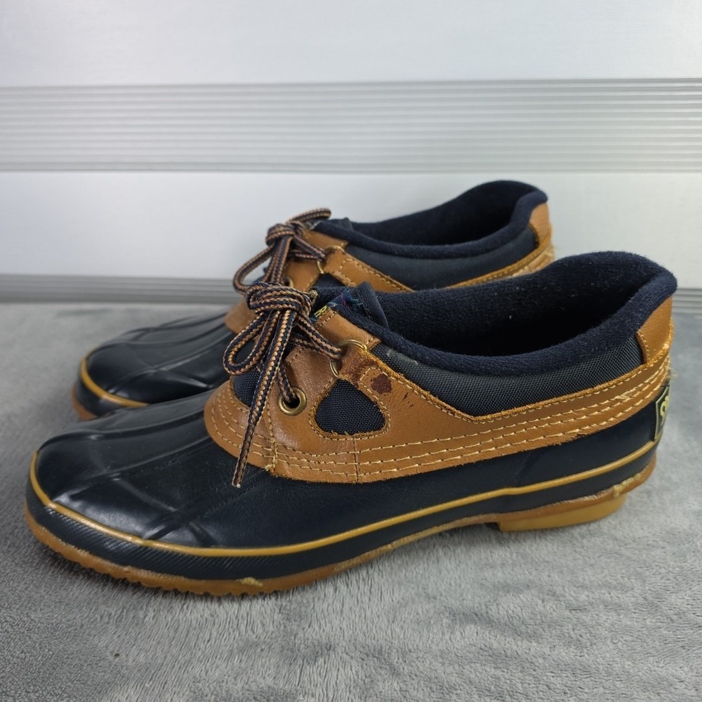 Sporto Thermolite Duck Boots Steel Shank Insulated Navy Tan Womens Sz 8